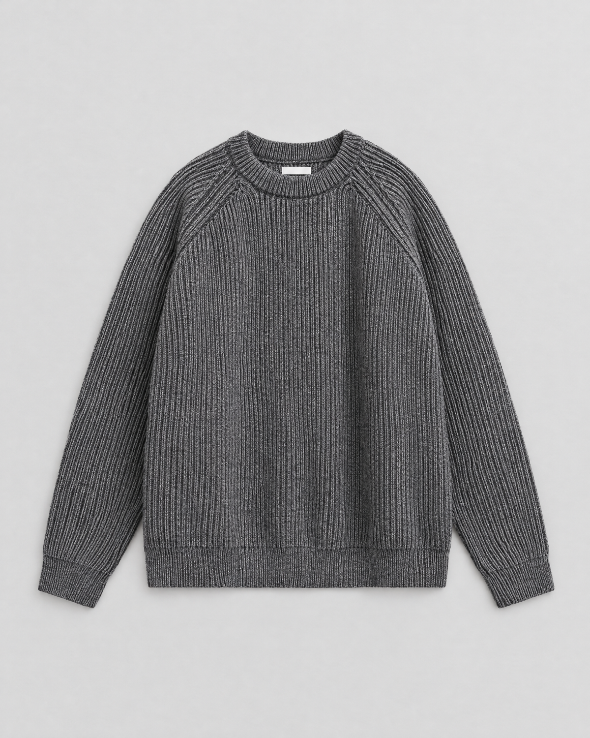 AUNOX ウォッシュド クルーネックニット ダークグレー 平置き