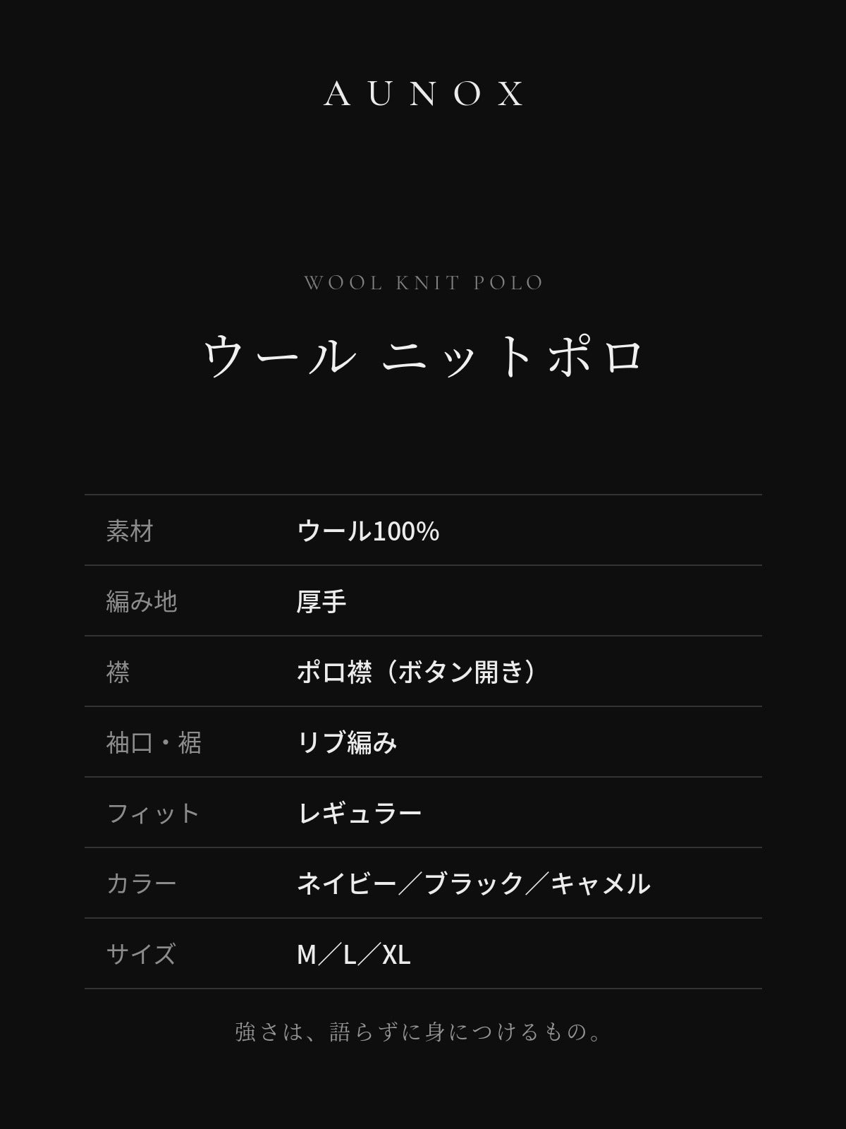 AUNOX ウール ニットポロ ディテール